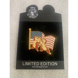 RARE LE 125 Disney Pin Chip & Dale Old Glory Patriotic USA Flag Salute America